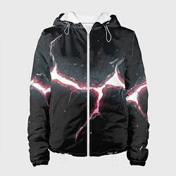 Куртка с капюшоном женская Разлом на черной плите, цвет: 3D-белый