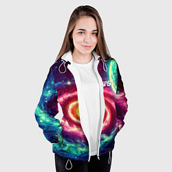 Куртка с капюшоном женская Spiral galaxy - neon glow, цвет: 3D-белый — фото 2