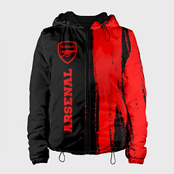 Куртка с капюшоном женская Arsenal - red gradient по-вертикали, цвет: 3D-черный