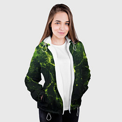 Куртка с капюшоном женская Зеленые волокна - текстура, цвет: 3D-белый — фото 2