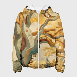 Куртка с капюшоном женская Дерево в японском стиле, цвет: 3D-белый