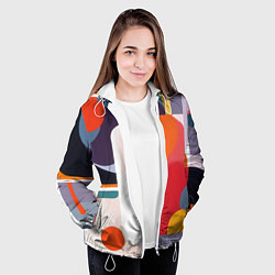 Куртка с капюшоном женская Абстракция из фигур и линий, цвет: 3D-белый — фото 2