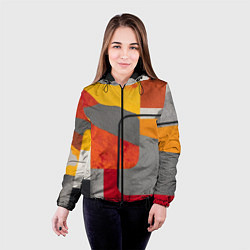 Куртка с капюшоном женская Абстракция с желтым и оранжевым, цвет: 3D-черный — фото 2