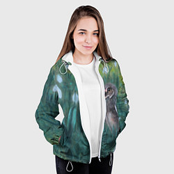 Куртка с капюшоном женская Сова среди подснежников, цвет: 3D-белый — фото 2