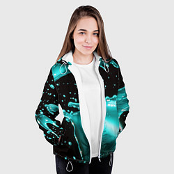 Куртка с капюшоном женская Разрыв голубой краски, цвет: 3D-белый — фото 2