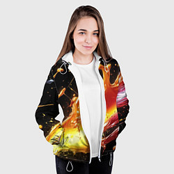 Куртка с капюшоном женская Динамичная краска текстура, цвет: 3D-белый — фото 2