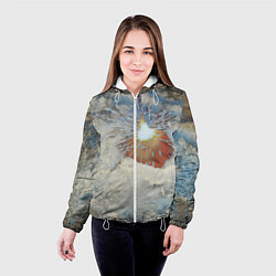 Куртка с капюшоном женская Искрящийся мандарин на снегу, цвет: 3D-белый — фото 2