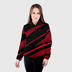 Куртка с капюшоном женская Sport чёрный и красный полосы, цвет: 3D-черный — фото 2