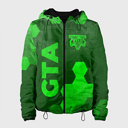 Куртка с капюшоном женская GTA - green gradient вертикально, цвет: 3D-черный