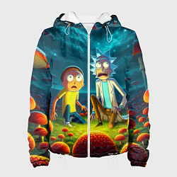Куртка с капюшоном женская Rick and Morty on the fly agaric planet, цвет: 3D-белый