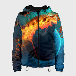 Куртка с капюшоном женская Взрыв планеты, цвет: 3D-черный