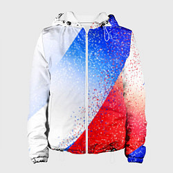 Куртка с капюшоном женская Цвета флага России абстрактный, цвет: 3D-белый