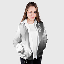 Куртка с капюшоном женская Герб России серый градиент, цвет: 3D-белый — фото 2