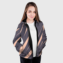 Куртка с капюшоном женская Перламутровый серый полосы, цвет: 3D-черный — фото 2
