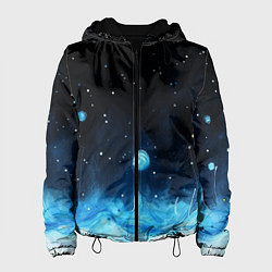 Куртка с капюшоном женская Синяя светящееся краска, цвет: 3D-черный