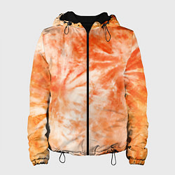 Куртка с капюшоном женская Оранжевый тай-дай пятна, цвет: 3D-черный