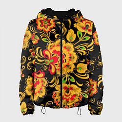 Куртка с капюшоном женская Хохлома - роспись, цвет: 3D-черный