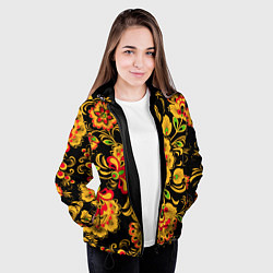 Куртка с капюшоном женская Хохлома - роспись, цвет: 3D-черный — фото 2