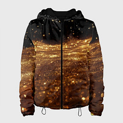 Куртка с капюшоном женская Золотистые крупицы на черном, цвет: 3D-черный