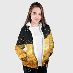 Куртка с капюшоном женская Золотистая материя на черном фоне, цвет: 3D-белый — фото 2