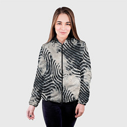 Куртка с капюшоном женская Текстура гранж - абстрактные линии, цвет: 3D-черный — фото 2