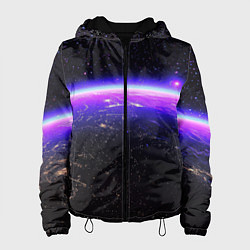 Куртка с капюшоном женская Планета и неоновое свечение, цвет: 3D-черный