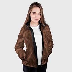 Куртка с капюшоном женская Коричневый абстракция в точку, цвет: 3D-черный — фото 2