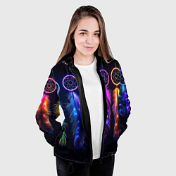 Куртка с капюшоном женская Ловцы снов - свечение перьев, цвет: 3D-черный — фото 2