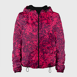Куртка с капюшоном женская Насыщенный розовый текстура, цвет: 3D-черный
