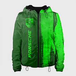 Куртка с капюшоном женская Porsche - green gradient по-вертикали, цвет: 3D-черный