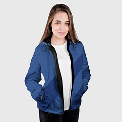 Куртка с капюшоном женская Синий текстурный с полосой, цвет: 3D-черный — фото 2