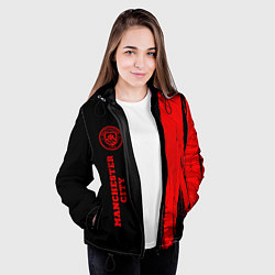 Куртка с капюшоном женская Manchester City - red gradient по-вертикали, цвет: 3D-черный — фото 2