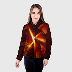 Куртка с капюшоном женская Трехмерный взрыв неоновых плит абстракция, цвет: 3D-черный — фото 2