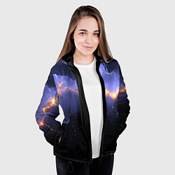 Куртка с капюшоном женская Молния в фиолетовом небе текстура, цвет: 3D-черный — фото 2