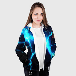 Куртка с капюшоном женская Голубой разлом из молний, цвет: 3D-белый — фото 2