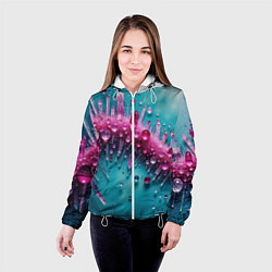 Куртка с капюшоном женская Розовые кристаллы, цвет: 3D-белый — фото 2