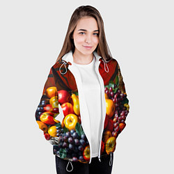 Куртка с капюшоном женская Фруктовый натюрморт, цвет: 3D-белый — фото 2