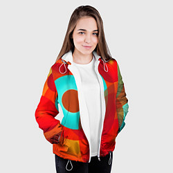 Куртка с капюшоном женская Оптическая абстракция с кругами, цвет: 3D-белый — фото 2