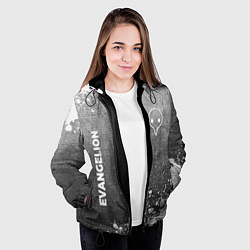 Куртка с капюшоном женская Evangelion - grey gradient вертикально, цвет: 3D-черный — фото 2