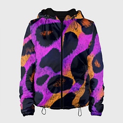 Куртка с капюшоном женская Неоновый леопардовый узор, цвет: 3D-черный