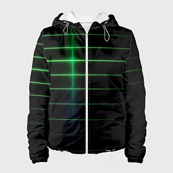 Куртка с капюшоном женская The line is green and black, цвет: 3D-белый