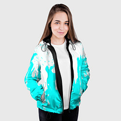 Куртка с капюшоном женская Голубой огонь текстура, цвет: 3D-черный — фото 2