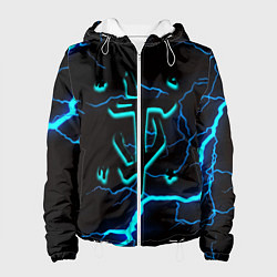 Куртка с капюшоном женская Doom молнии неоновые, цвет: 3D-белый