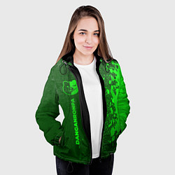 Куртка с капюшоном женская Danganronpa - green gradient по-вертикали, цвет: 3D-черный — фото 2