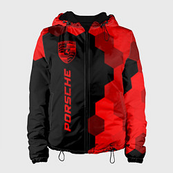 Куртка с капюшоном женская Porsche - red gradient по-вертикали, цвет: 3D-черный