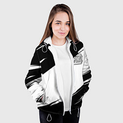 Куртка с капюшоном женская PUBG черно белые краски, цвет: 3D-белый — фото 2