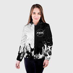 Куртка с капюшоном женская Nasa черно белый огонь, цвет: 3D-черный — фото 2