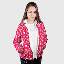 Куртка с капюшоном женская Skzoo pattern pink, цвет: 3D-белый — фото 2