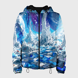 Куртка с капюшоном женская Космический фантастический пейзаж, цвет: 3D-черный