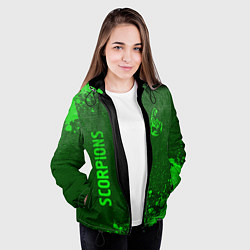 Куртка с капюшоном женская Scorpions - green gradient вертикально, цвет: 3D-черный — фото 2